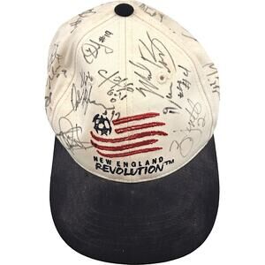 New England Revolution 1997 MLS Autographed Snapback White Hat
